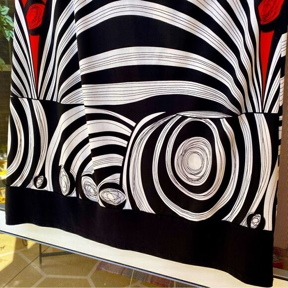 RED, BLACK & WHITE GEOMETRICAL SLEEVELESS SHEATH DRESS 14/16 NWOT - Picture 10 of 17